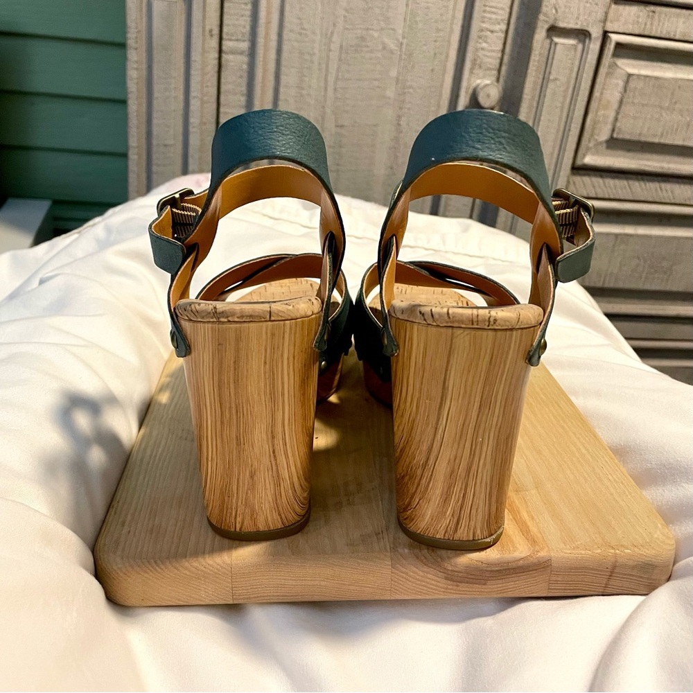 *EUC* Kork-Ease Leather & Cork Wedge Sandals - Womens Sz 8 M - Blue - KE0012513 - Picture 3 of 10